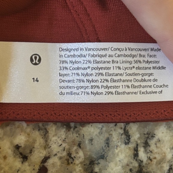NWT- Lululemon Invigorate Bra High Support size 14 - burnt orange color - Picture 4 of 4